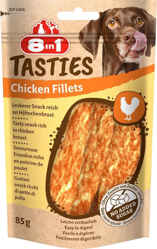 8in1 Tasties Tavuk Fillets Köpek Atıştırmalığı - Tahılsız Lezzetli Tavuk Göğsünden, 85 g