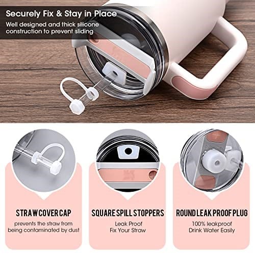 9 adet dökülmeye dayanıklı tıpa silikon Stanley Kupası 2.0 40oz/30oz Tumbler sızdırmaz su şişesi sızdırmazlık aksesuarları yuvarlak üst sızdırmaz stoper fiş ve kare kapak anti-sızıntı tıpa ve saman