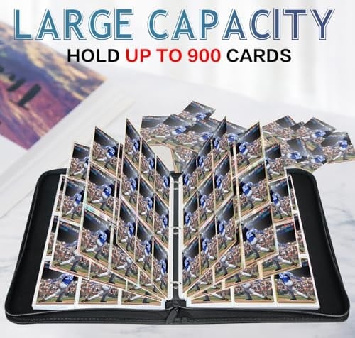9 Cep Ticaret Kartı Bağlayıcı, 50 Adet Kollu 900 Cepli Kart Bağlayıcı, Çift Taraflı Cep PU Kart Toplayıcı Albümü, Oyun Kartları için Kart Toplayıcı Klasörü, Spor Kartları, MTG (Futbol)