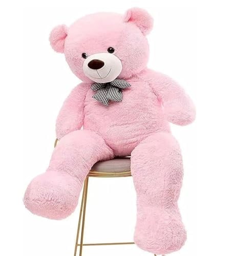 90 cm Rengarenk Papyonlu Peluş Ayıcık -% 100 YERLİ Pembe