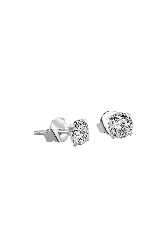 925 Ayar Gümüş 4 mm Tek Zirkon Taşlı Çivili Küpe