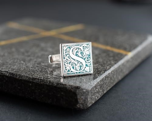 925 Ayar Gümüş Kişiye Özel Kol Düğmesi – Harf Yazılı, El Yapımı Silver Cufflinks, Erkek Hediye, Damat Kol Düğmesi