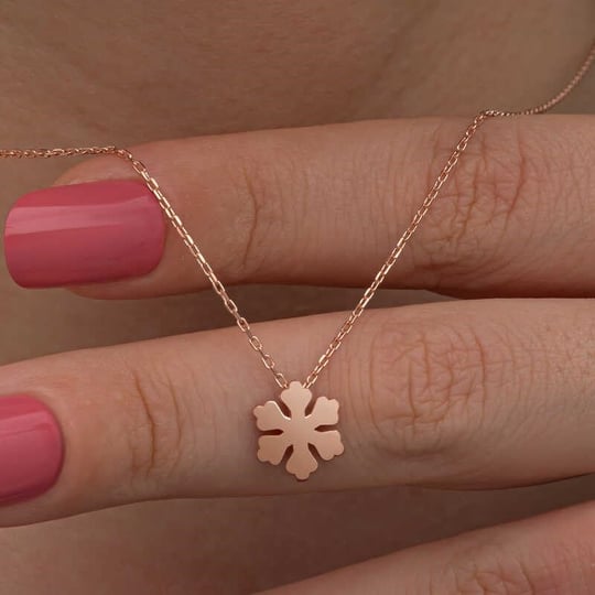 925 Ayar Gümüş Rose Minimal Kar Tanesi Kadın Kolye