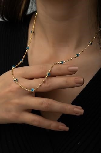 925 Ayar Nazar Göz Kolye.Cam Göz Kolye.Rose.Gold.Rodaj.