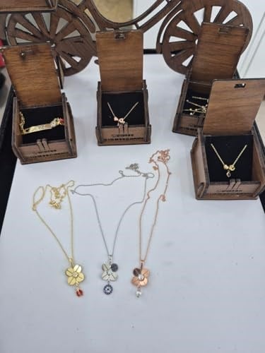 925 Ayar Papatya silver 3lü set 4 yaprak yonca kolye.rose.gold.rodaj