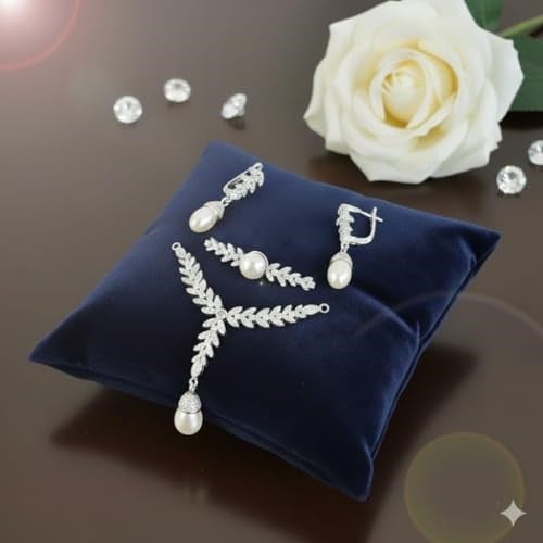 925 Ayar Papatya Silver gerçek kültür incisi set.rose.gold.rodaj