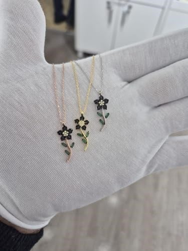 925 Ayar Papatya Silver Taşlı Çiçek Kolye.rose.gold.rodaj