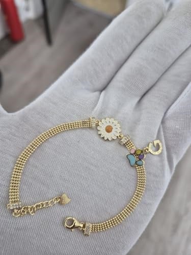 925 Ayar Papatya Silver Tırnak Makası Örme Zincir Patili Harfli Papatya Bileklik.rose.gold.rodaj