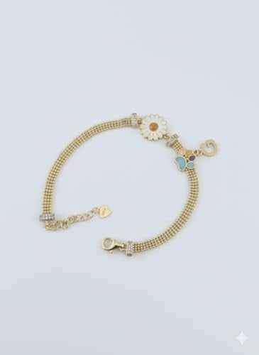 925 Ayar Papatya Silver Tırnak Makası Örme Zincir Patili Harfli Papatya Bileklik.rose.gold.rodaj