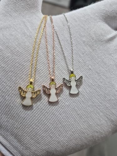 925 Ayar Papatya Silver Yılbaşı Özel Melek Kolye.rose.gold.rodaj