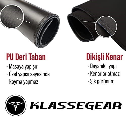[9Q-Y67Q-KW42] Klasse Classic Mouse Pad, Dikişli Kenar, Kaymaz Taban, Büyük Boy Pürüzsüz Yüzey, Baskısız Ofis Tipi Masa Koruyucu, Ergonomik Mouse Ped (90x40 cm - XX La - Seçenekler: 70x30 cm, 90x40 cm
