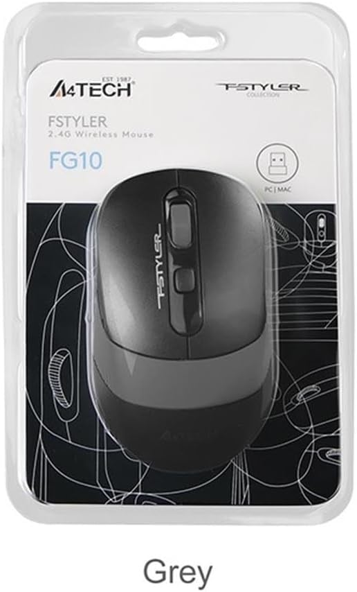 A4 Tech FG10 Nano Kablosuz Optik 2000 DPI Mouse, 4 Yönlü Scroll, Siyah Gri