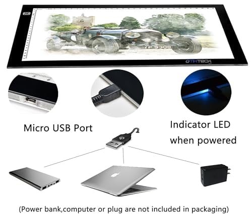 A4 Ultra-thin Portable LED Light Box Tracer USB Power Cable Dimmable Brightness LED Artcraft Tracing