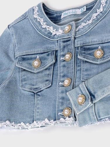 Abel & Lula Kız çocukları için denim aplikasyonlar ağartılmış ceket