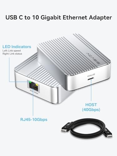 ACASIS USBden Ethernet Adaptörüne, 1Gbps USB 3.0dan RJ45e Gigabit Ethernet LAN Ağ Adaptörü, MacBook Pro/Air için Alüminyum Taşınabilir USB 3.0 Adaptörü, iPhone 15 Pro/Max/Dell XPS, iPad Pro 2018 ve