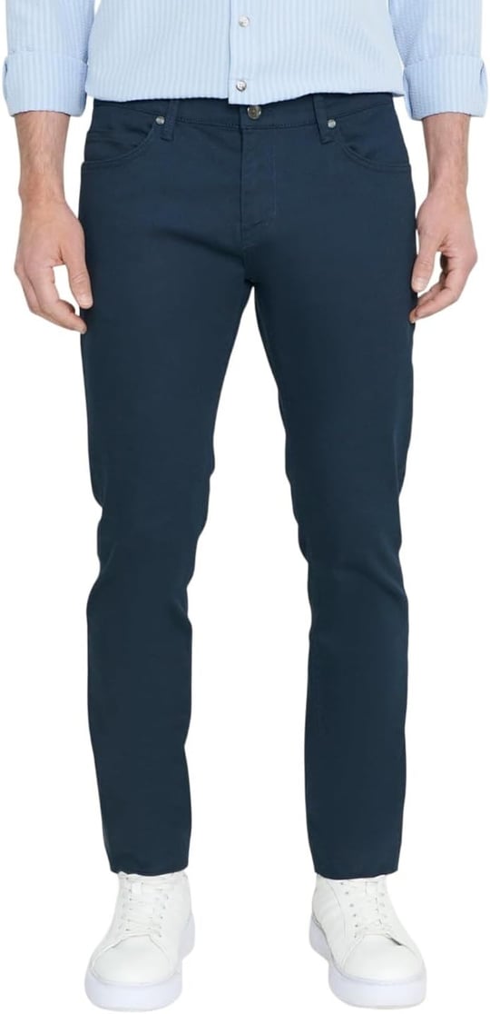 AC&Co / Altınyıldız Classics 360 Derece Her Yöne Esneyen Slim Fit Dar Kesim Diyagonal Desenli Pantolon, Renk Lacivert, Beden 46