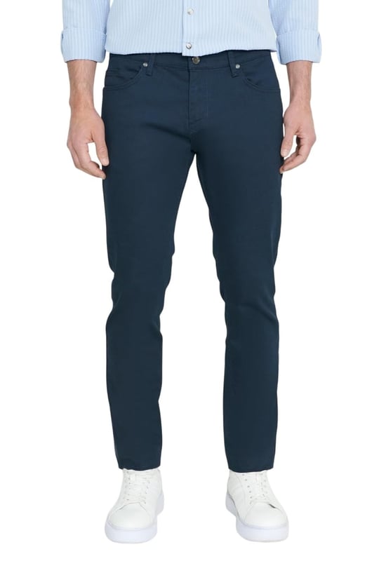 AC&Co / Altınyıldız Classics 360 Derece Her Yöne Esneyen Slim Fit Dar Kesim Diyagonal Desenli Pantolon, Renk Lacivert, Beden 46