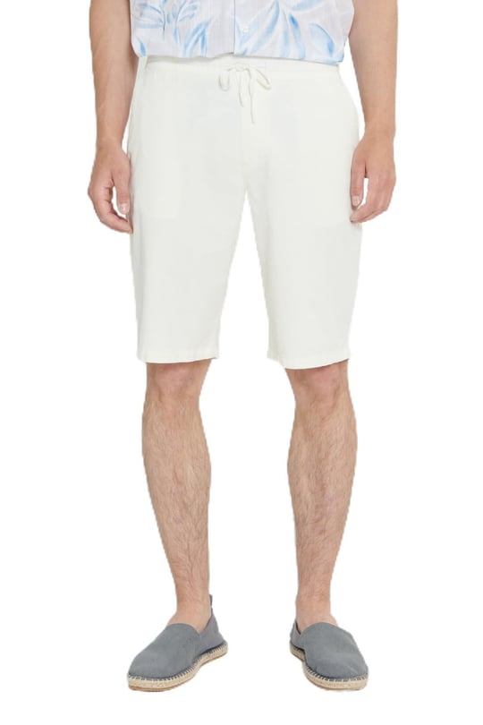 AC&Co / Altınyıldız Classics Comfort Fit Rahat Kesim Yan Cepli Keten Şort, Renk Beyaz, Beden XL