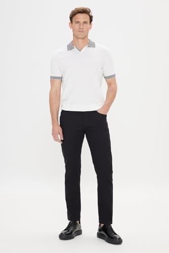 AC&Co/Altınyıldız Classics 360 Derece Her Yöne Esneyen Slim Fit Dar Kesim Diyagonal Desenli Pantolon, Renk Siyah, Beden 46