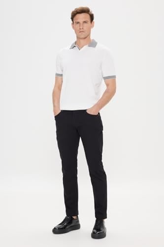 AC&Co/Altınyıldız Classics 360 Derece Her Yöne Esneyen Slim Fit Dar Kesim Diyagonal Desenli Pantolon, Renk Siyah, Beden 46