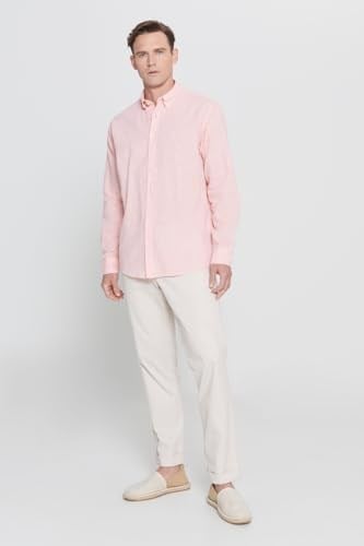 AC&Co/Altınyıldız Classics Comfort Fit Rahat Kesim Düğmeli Yaka Casual Keten Gömlek