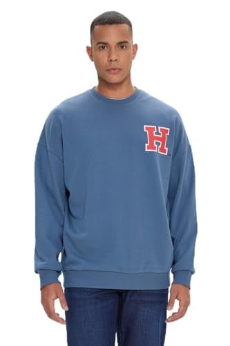 AC&Co/Altınyıldız Classics Oversize Fit Bol Kesim Harvard Lisanslı 3 İplik Pamuklu Bisiklet Yaka Sweatshirt