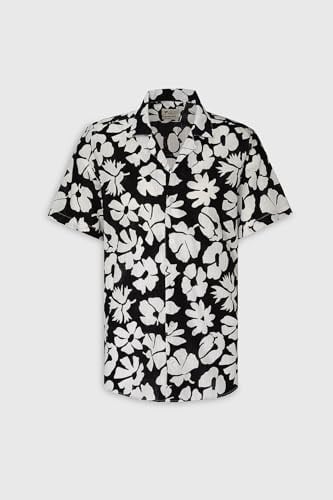 AC&Co/Altınyıldız Classics Slim Fit Dar Kesim Küba Yaka Kısa Kollu Baskılı Gömlek