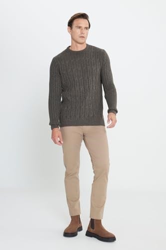 AC&Co/Altınyıldız Classics Standart Fit Normal Kesim Bisiklet Yaka Jakarlı Triko Kazak