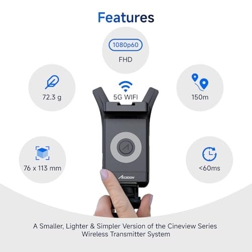 Accsoon CineView Nano BİR küçük, daha hafif kablosuz CineView sistemi. HD 1080p60 HDMI sinyali HDMI bağlantısı üzerinden sinyali kablosuz olarak aktarır
