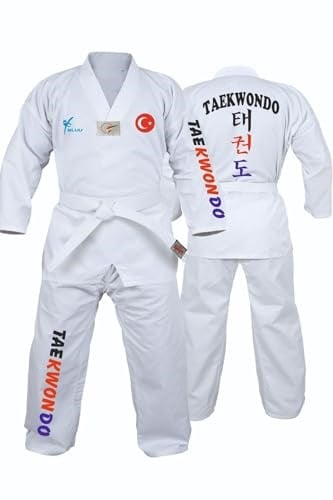 Acemi Beyaz Yaka Baskılı Taekwondo Elbisesi Dobok