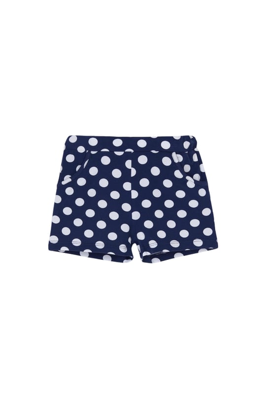 Açık Lacivert Kız Çocuk Polka-Dot Desen Cepli Şort