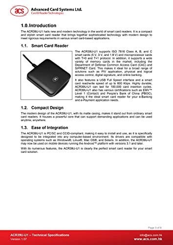 ACS ACR39U-U1 RFID çip smart kart okuyucu