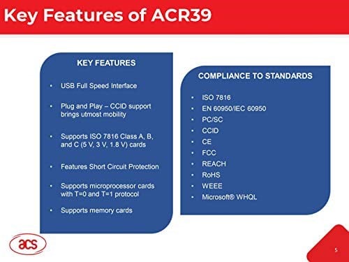 ACS ACR39U-U1 RFID çip smart kart okuyucu