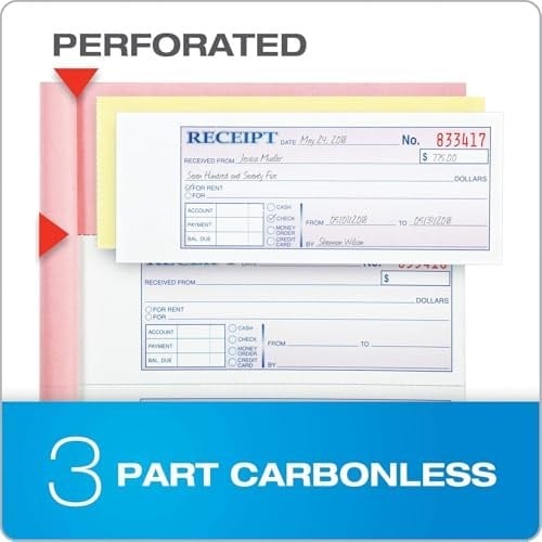 Adams Business-forms TC1182 receipt kitap, 7 .63 X 11, üç parça CARBONLESS, 100 forms