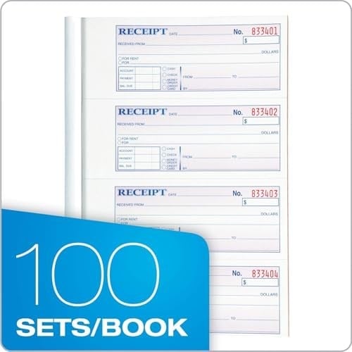 Adams Business-forms TC1182 receipt kitap, 7 .63 X 11, üç parça CARBONLESS, 100 forms