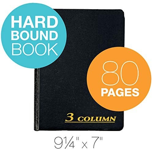 Adams Hesap Defteri, 17,78 x 23,50 cm, Siyah, 3 Sütun, 80 Sayfa (ARB8003M)