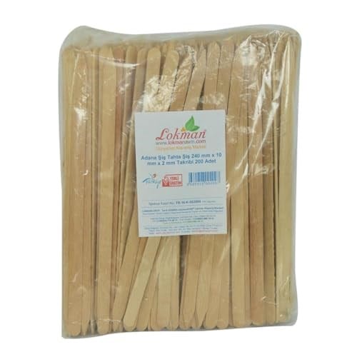 Adana Şiş Tahta Şiş 240 mm x 10 mm x 2 mm Takribi 200 Adet 1 Paket