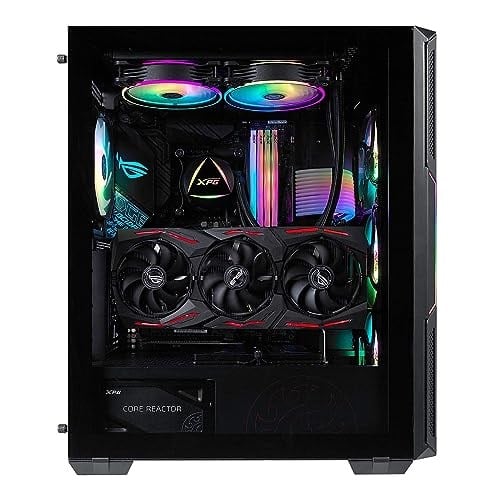 ADATA XPG GÜÇLÜ Orta Boy Bilgisayar Kasası, ATX/Micro ATX, Mini-ITX, Kompakt Boyut, Temperli Cam Yan Panel, I/O USB 3.0 Bağlantı Noktası, Siyah