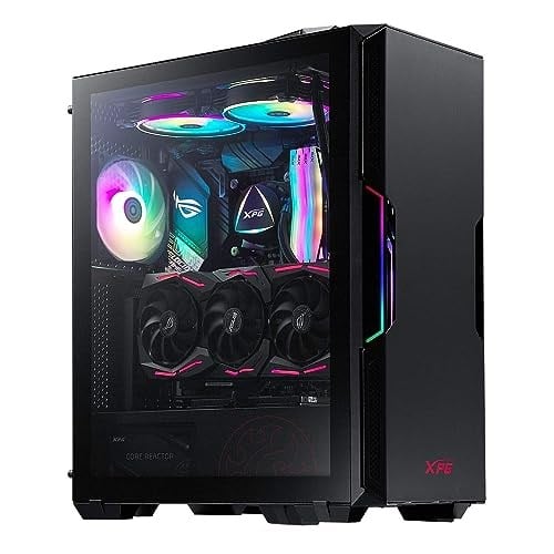ADATA XPG GÜÇLÜ Orta Boy Bilgisayar Kasası, ATX/Micro ATX, Mini-ITX, Kompakt Boyut, Temperli Cam Yan Panel, I/O USB 3.0 Bağlantı Noktası, Siyah