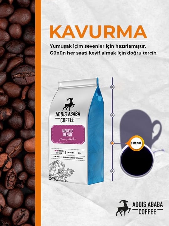 Addis Ababa Coffee - Mekele Blend Kahve 4x250 Gr. (Kavrulmuş Çekirdek)