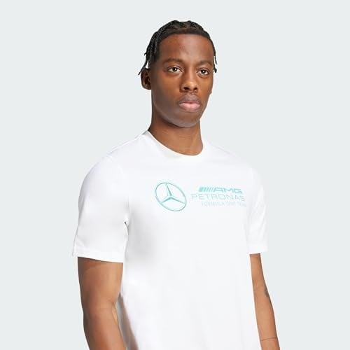 adidas Erkek Mercedes - AMG Petronas Formula One Team DNA Grafik Tişört, BEYAZ/SEMİRU