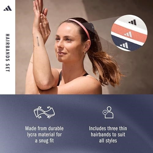 adidas Üniseks Yetişkin Gri, Coral Fusion, Shadow Navy Saç Bantları | Likradan elastik saç lastikleri, kaymaz silikon şeritli. Antrenman ve spor için ideal aksesuar. Standart beden.