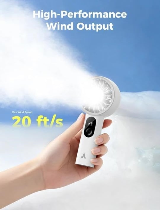 Aecooly Güçlü Taşınabilir Fan, Güçlü El Fan, USB Şarj Edilebilir | [10H Maksimum Soğutma Süresi], Mini Kişisel Pilli, Seyahat için Cep, Yaz, Kadınlar, Kızlar için Hediyeler -Beyaz