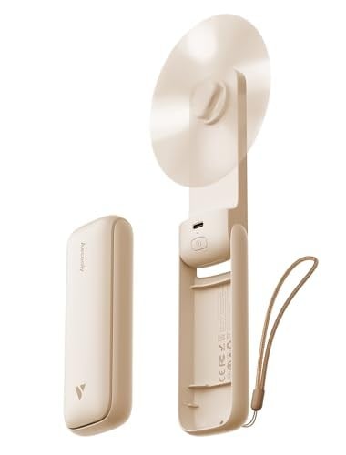 Aecooly İnce Taşınabilir Fan, İnce El Fan, USB Şarj Edilebilir Mini Kişisel [24H Maksimum Soğutma Süresi], Seyahat için Akülü Küçük Katlanabilir Cep, Yaz, Kadınlar, Kızlar için Hediyeler -Bej