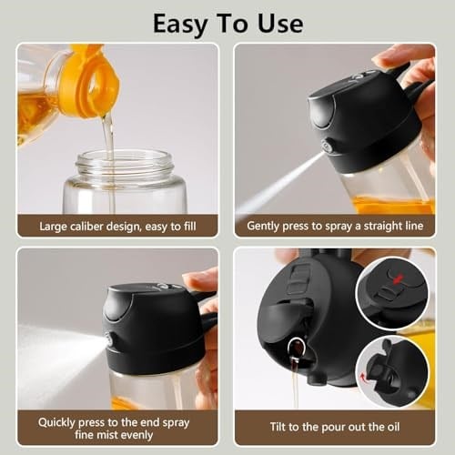 AEE® 2 Adet Çift Fonksiyonlu Akıtmaz Cam Yağdanlık Sprey Akıtma Ayçiçek Yağı Zeytin Yağı Şişesi Yağlık 450ml