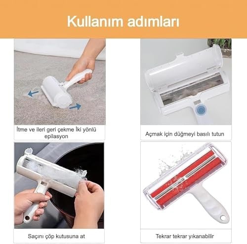 AEE® 3lü Kedi Köpek Tüy Toplama Seti Tiftik Toplayıcı Yıkanabilir Tüy Rulosu Hazneli Tüy Toplama Gırgırı Eşya Koltuk Kıyafet Tüy Temizleme Aparatı