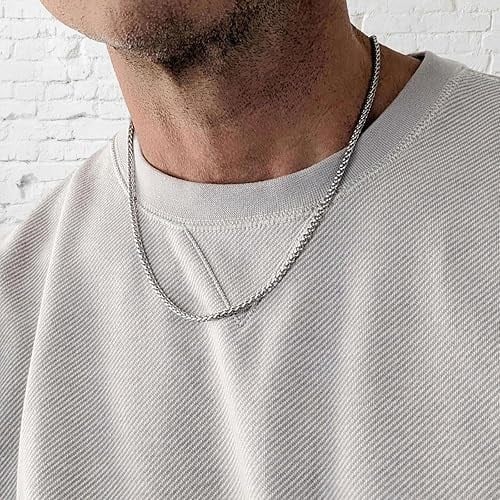 AEE® Erkek Çelik Zincir Kolye Gümüş Renk Chavin Angelus Lufigo Unisex Kadın Kolye