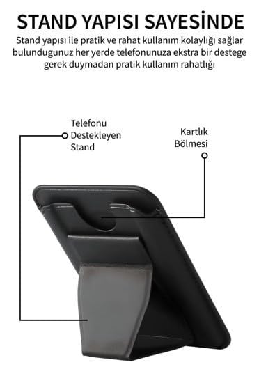AEE® Magsafe Cüzdan Kartlık Deri Güçlendirilmiş Mıktanıs Standlı Özel Tasarım,İphone 17/16/15/14/13/12 ile Uyumlu