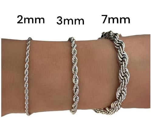 AEE® Unisex Bileklik Burgulu 2/3/5/7mm Paslanmaz Çelik Erkek Bileklik Kadın Bileklik