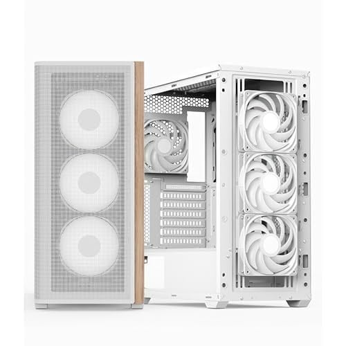 Aerocool D501A ARGB Fanlı Beyaz ATX Bilgisayar Kasası - Seçenekler: Ahşap Vurgulu Örgü Ön, File Ön